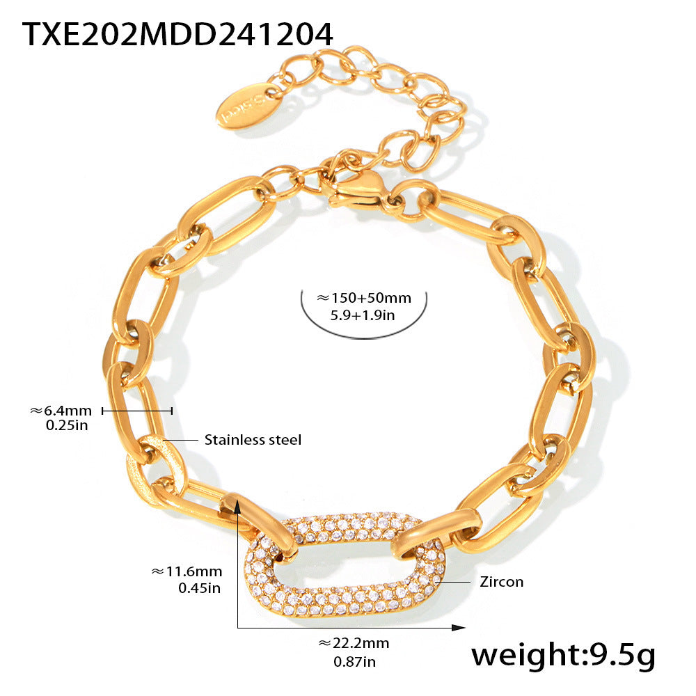 Set de Joyería de Cadena de Eslabón Grueso con Pavé | Oro