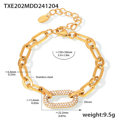 Set de Joyería de Cadena de Eslabón Grueso con Pavé | Oro