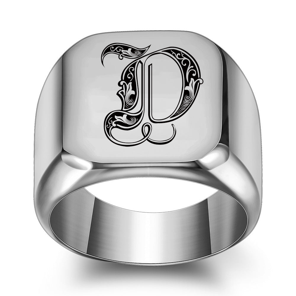 Anillo Clásico con Inicial Noble | Oro Blanco