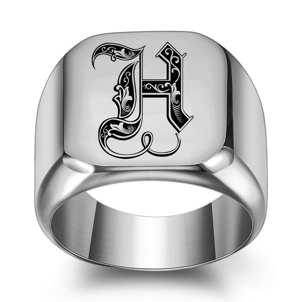 Anillo Clásico con Inicial Noble | Oro Blanco