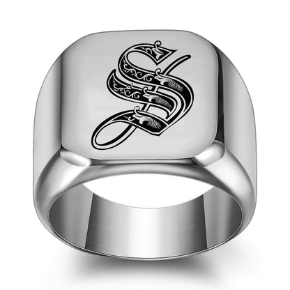 Anillo Clásico con Inicial Noble | Oro Blanco