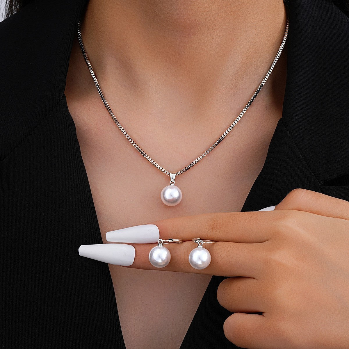 Golden Grace Set de Joyas con Perlas | Oro Blanco