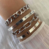 Elan Mercer Set de Pulseras | Oro Blanco
