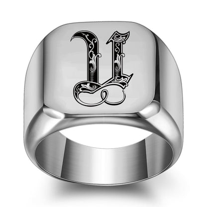 Anillo Clásico con Inicial Noble | Oro Blanco