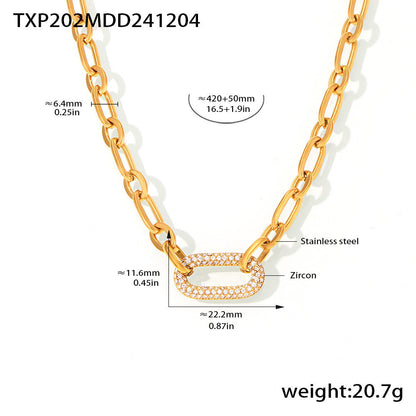 Set de Joyería de Cadena de Eslabón Grueso con Pavé | Oro