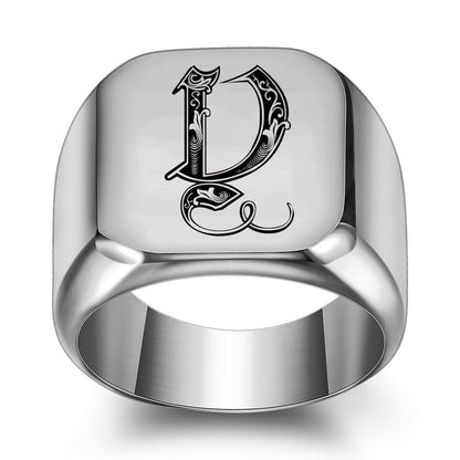 Anillo Clásico con Inicial Noble | Oro Blanco