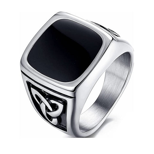 Anillo de Sello Ónix Negro | Oro Blanco