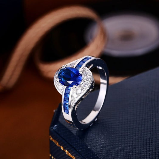Anillo Flow de Zafiro | Oro Blanco