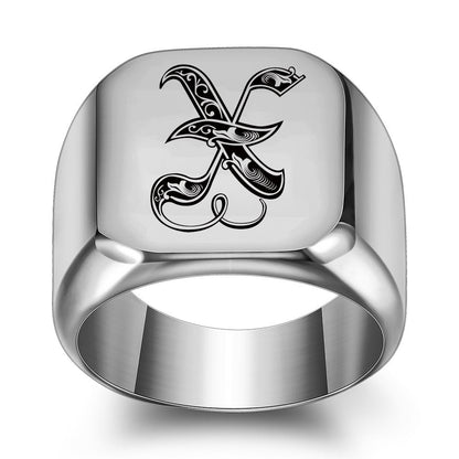 Anillo Clásico con Inicial Noble | Oro Blanco