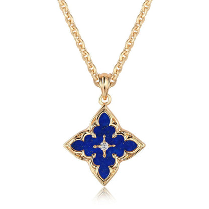 Collar con Dije de Trébol Café | Oro