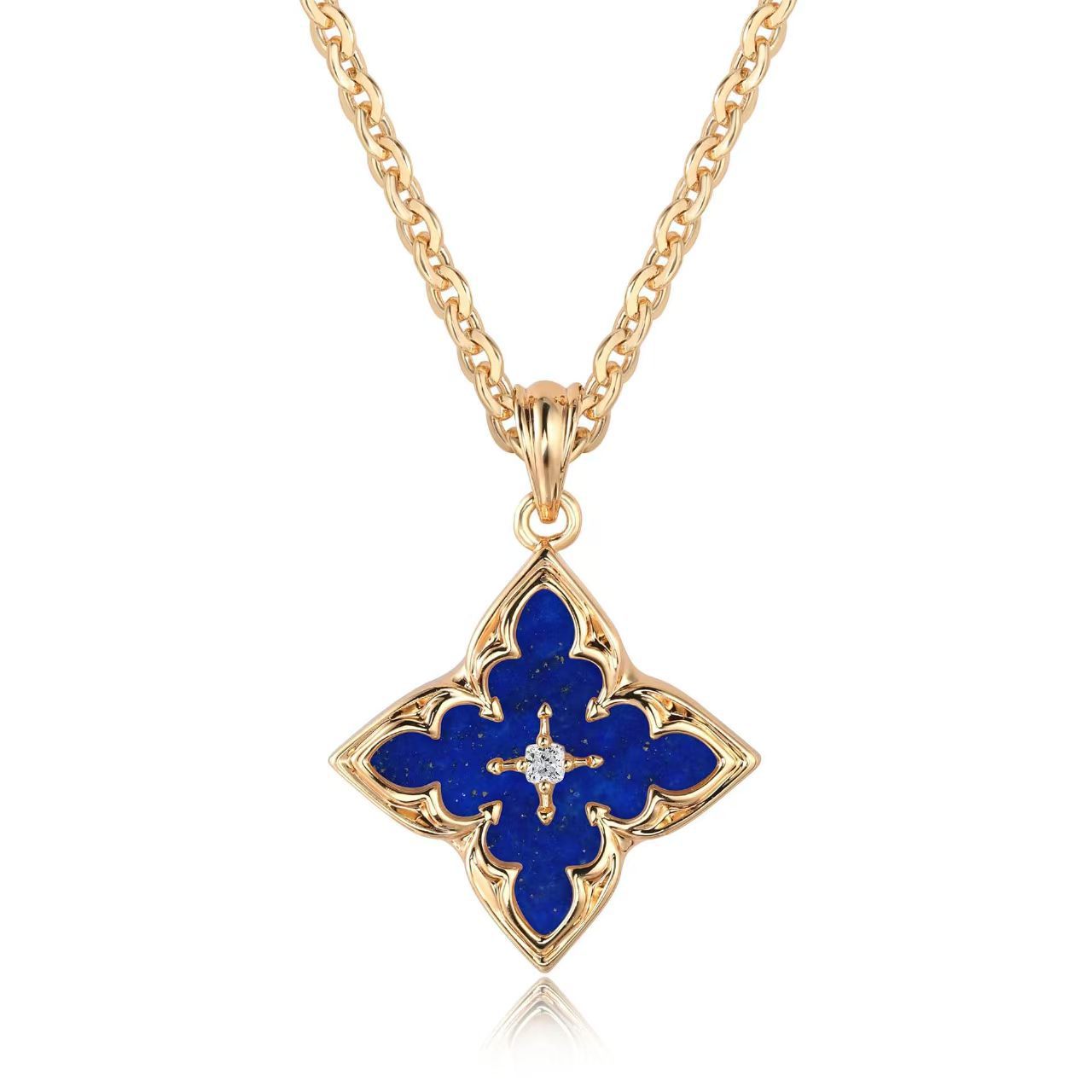 Collar con Dije de Trébol Azul | Oro