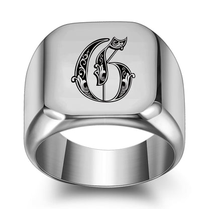 Anillo Clásico con Inicial Noble | Oro Blanco