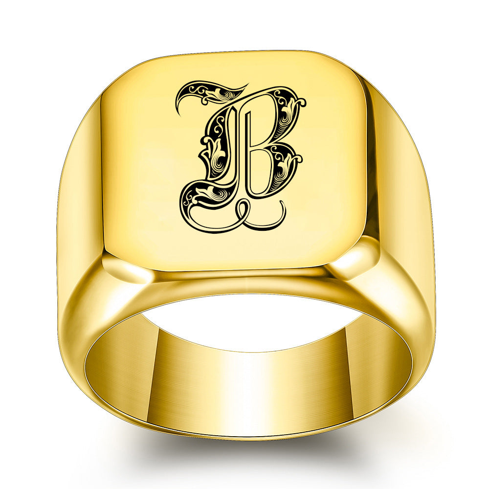 Anillo Clásico con Inicial Noble | Oro