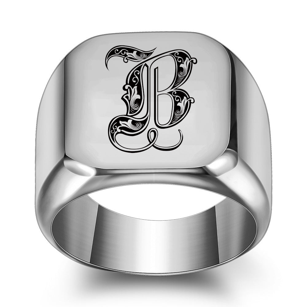 Anillo Clásico con Inicial Noble | Oro Blanco