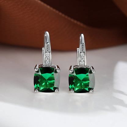Aretes de Argolla con Piedra Mística | Oro Blanco