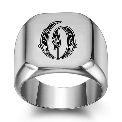 Anillo Clásico con Inicial Noble | Oro Blanco