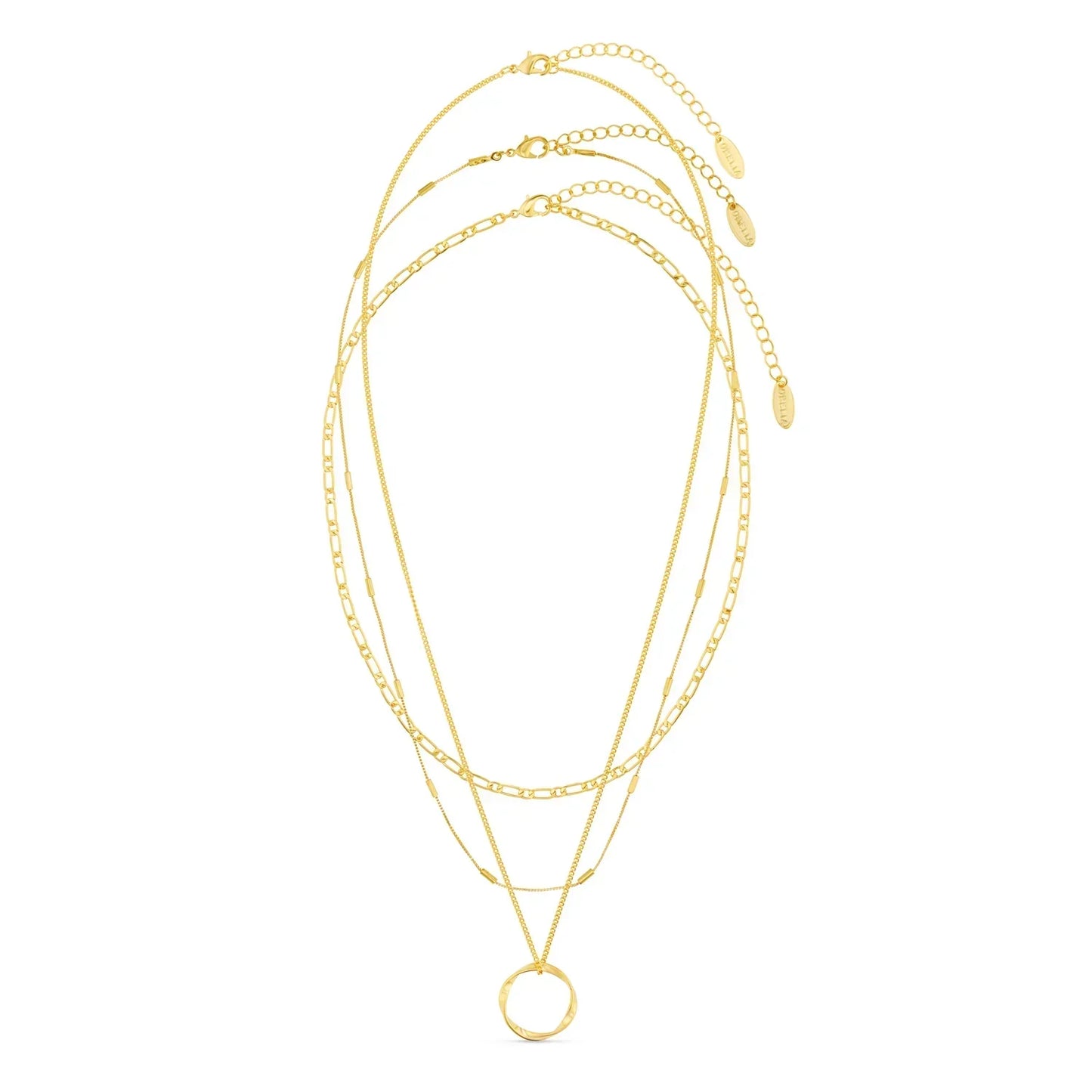 Collar de Tres Hileras con Círculo Abierto | Oro