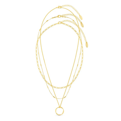 Collar de Tres Hileras con Círculo Abierto | Oro
