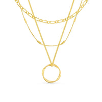 Collar de Tres Hileras con Círculo Abierto | Oro
