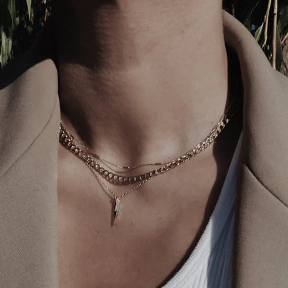 Collar de Cadena Curb de Eslabones Planos | Oro Blanco