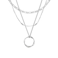 Collar de Tres Hileras con Círculo Abierto | Oro Blanco
