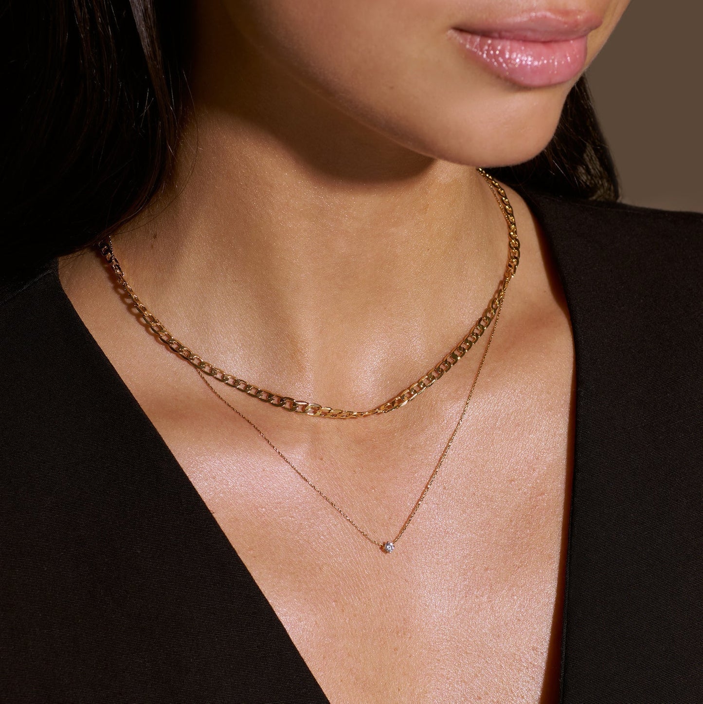 Collar de Cadena Curb de Eslabones Planos | Oro Blanco