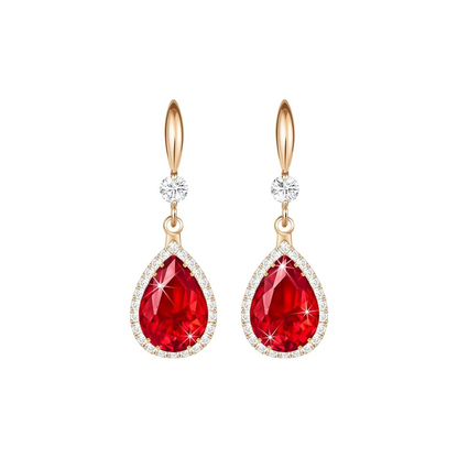 Aretes Lágrima de Rubí | Oro Rosa