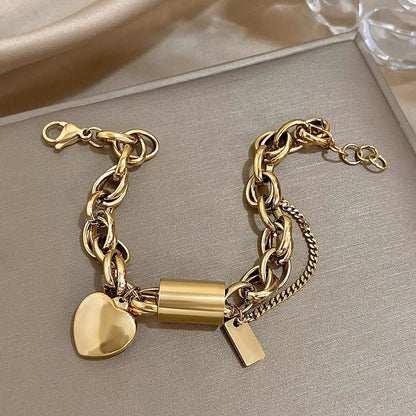 Pulsera Gruesa de Corazón | Oro