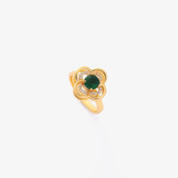 Anillo Giratorio Halo de Trébol de Esmeralda | Oro