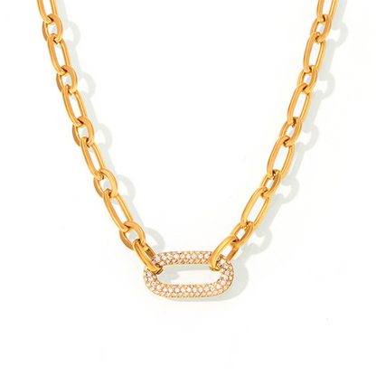 Set de Joyería de Cadena de Eslabón Grueso con Pavé | Oro