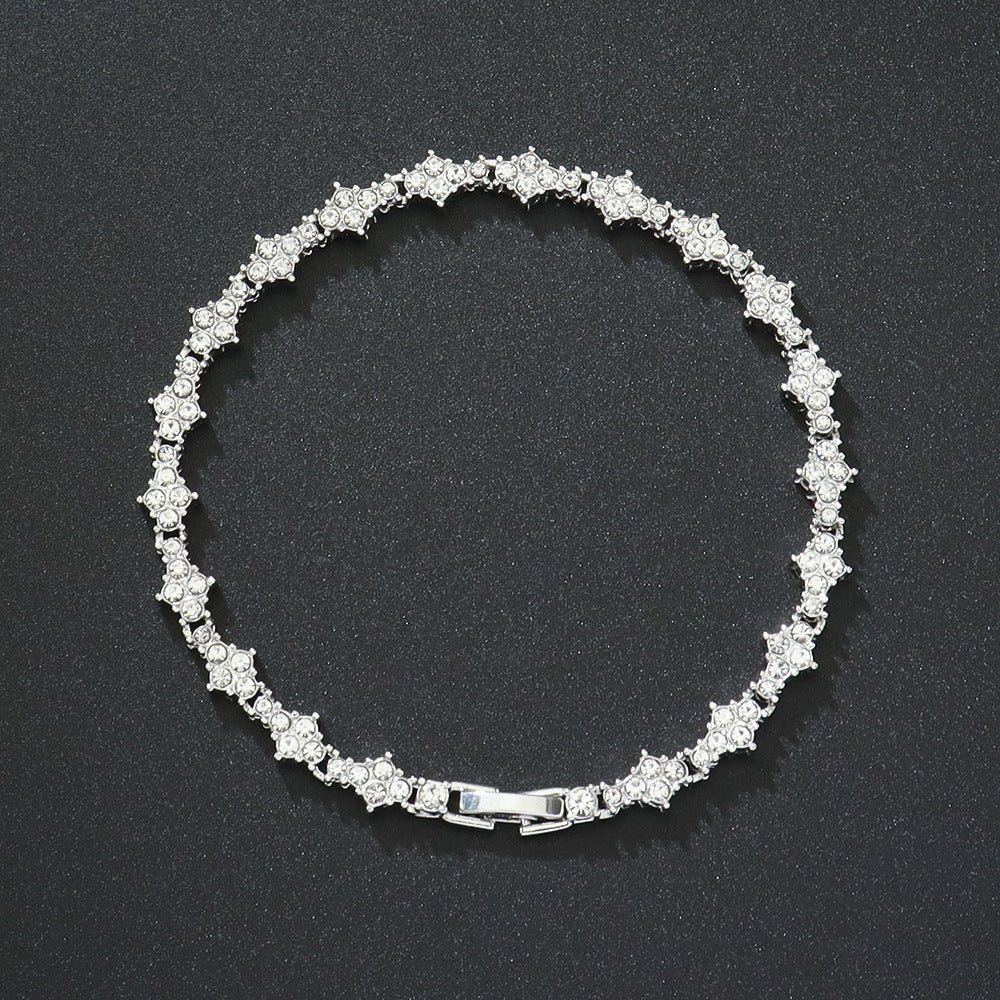 Pulsera Tennis Cluster Clásica | Oro Blanco