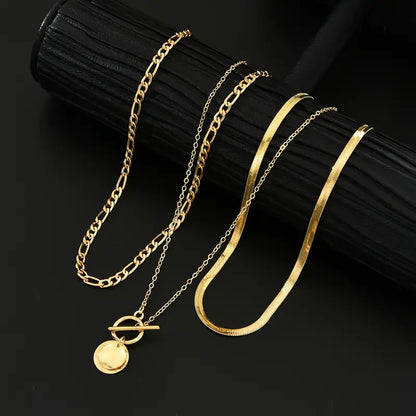 Savira Collar en Capas de Moneda Texturizada | Oro