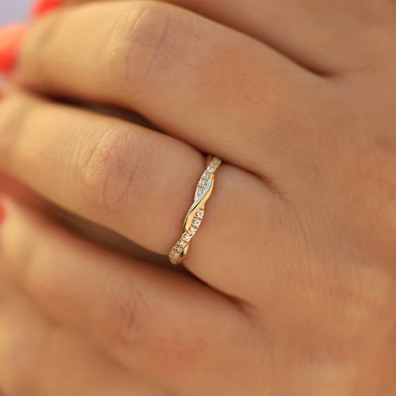 Anillo de Acento de Dos Estilos | Oro
