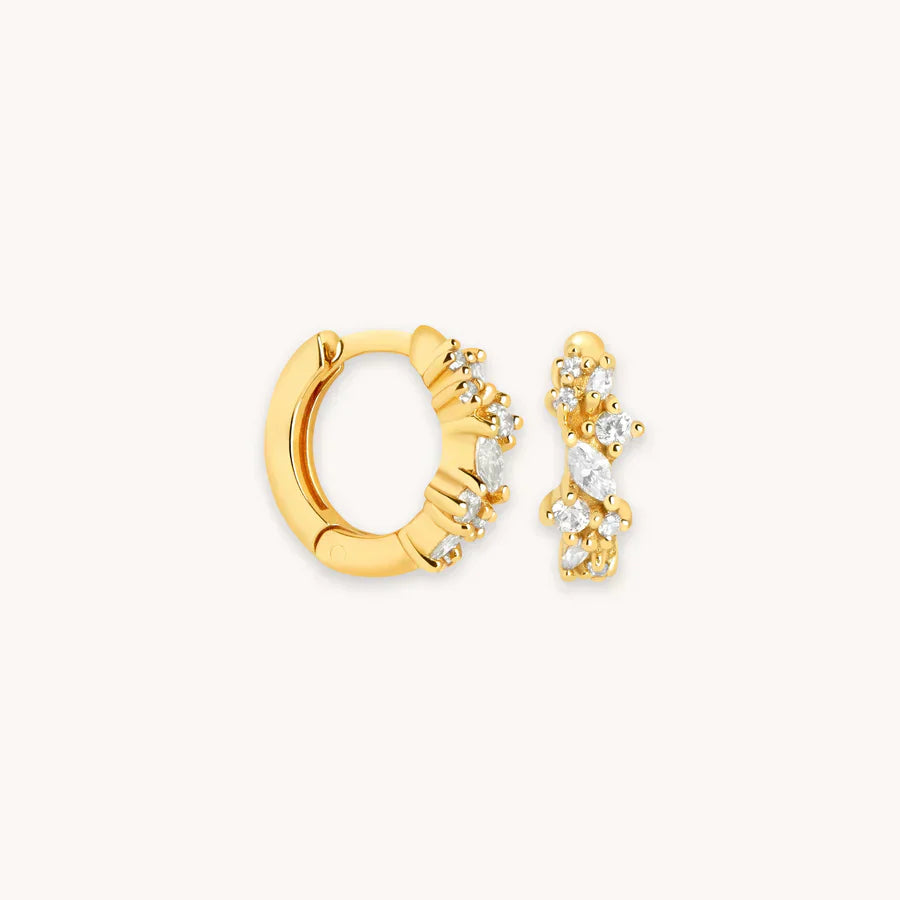 Aretes Huggie de Racimo de Cristal | Oro