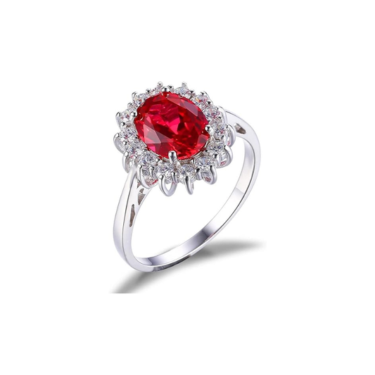 Anillo Clásico de Rubí Halo | Oro Blanco