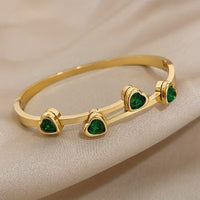 Pulsera de Corazones Verde | Oro