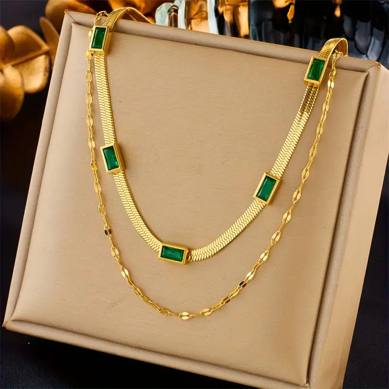 Sorella Gem Collar Retro de Doble Capa | Oro