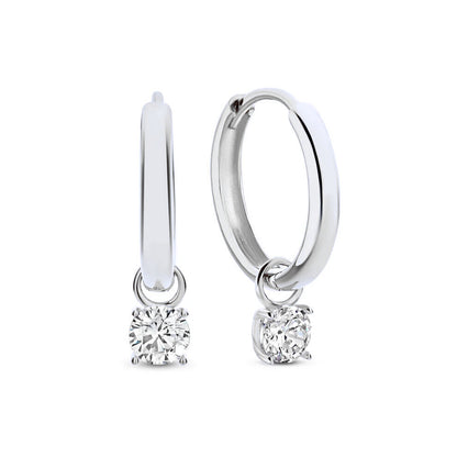 Aretes de Argolla Larmes de Lune con Piedra | Oro Blanco