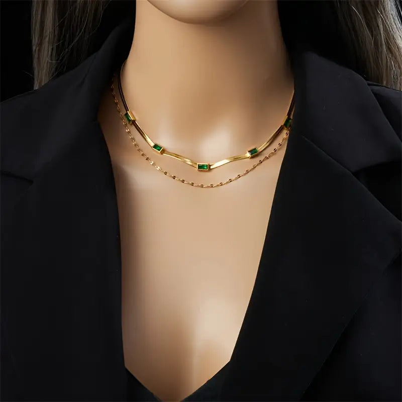 Sorella Gem Collar Retro de Doble Capa | Oro