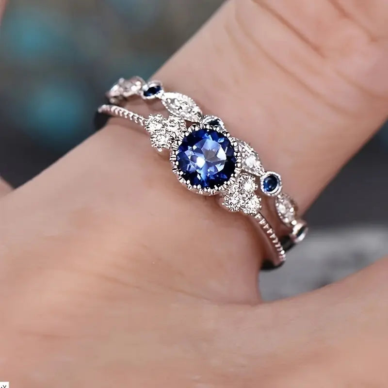 Sapphriel Set de Anillos Corona | Oro Blanco