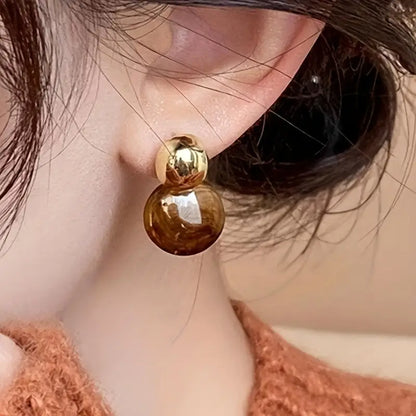 Aurélie Aretes Colgantes de Ámbar | Oro