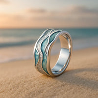 Seasilver Anillo de Ondas | Oro Blanco