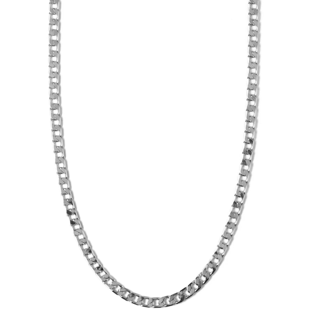 Collar de Cadena Curb de Eslabones Planos | Oro Blanco