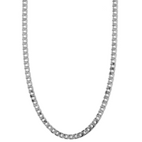 Collar de Cadena Curb de Eslabones Planos | Oro Blanco