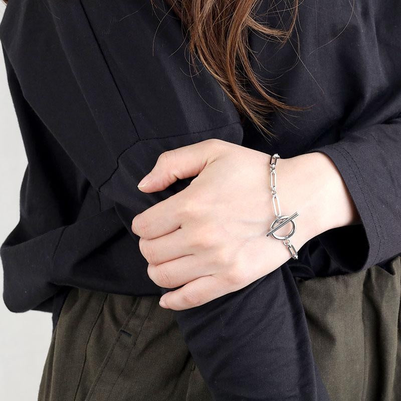 Pulsera de Eslabón con Barra T | Oro Blanco